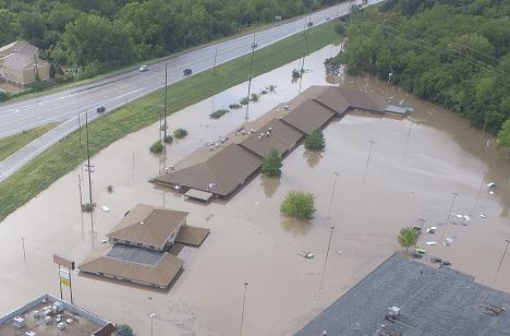 aerial photo of 3003 Anderson during 2018 Labor Day Flood